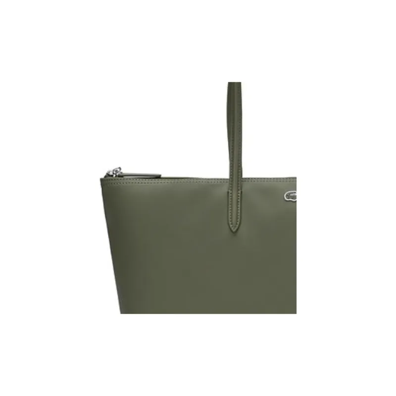 LACOSTE PVC Tote Bag, Shopping Bag, Handbag Large Size Women's Khaki Green-2