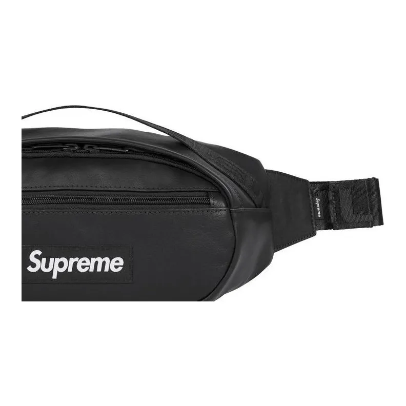 Supreme Cow Leather Fanny Pack Unisex Black-4
