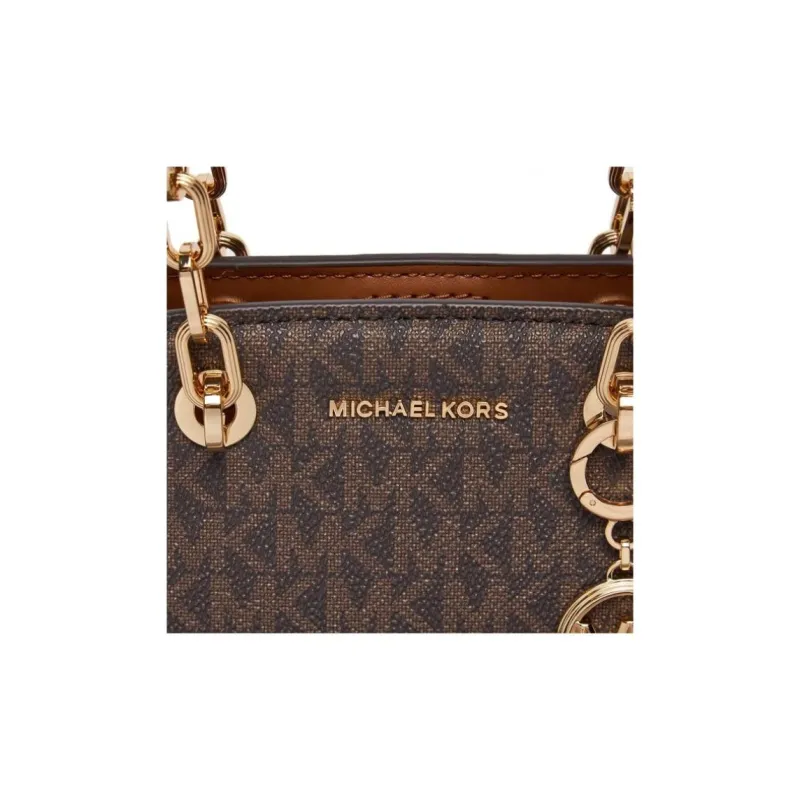 MICHAEL KORS Cynthia Artificial Leather Handbag Shoulder Bag Crossbody Bag Extra Small Women's Dark Brown & Acorn Brown-3