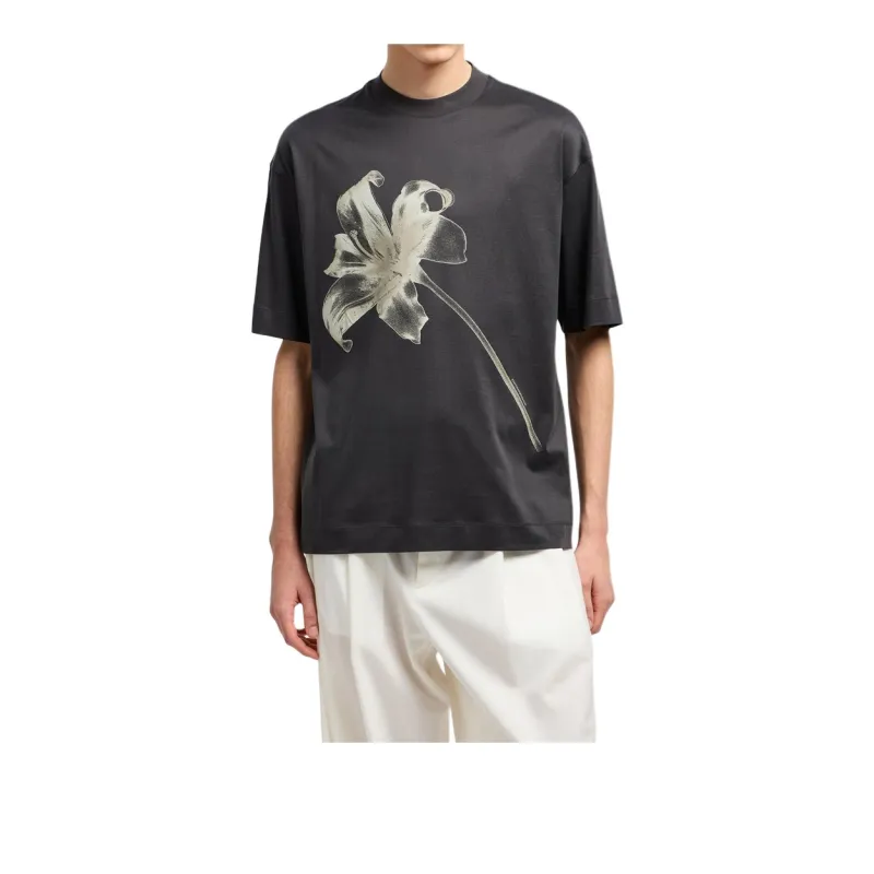EMPORIO ARMANI Asv Lyocell Blend Jersey Oversized T shirt With Lily Print-1