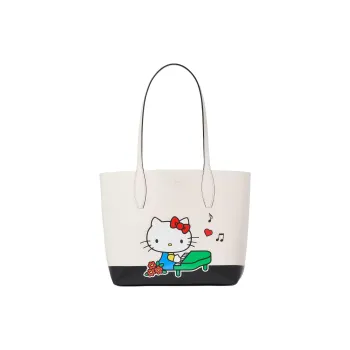 Kate Spade Hello Kitty Co-branded Cow Leather Tote Bag Shopping Bag Handbag Shoulder Bag Medium Size Women's Multicolor
