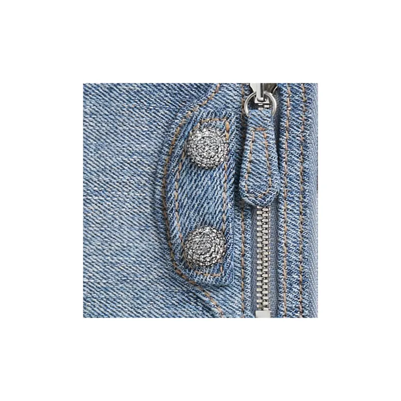 Balenciaga Le Cagole Washable Frayed Denim Coin Purse Women's Blue-2