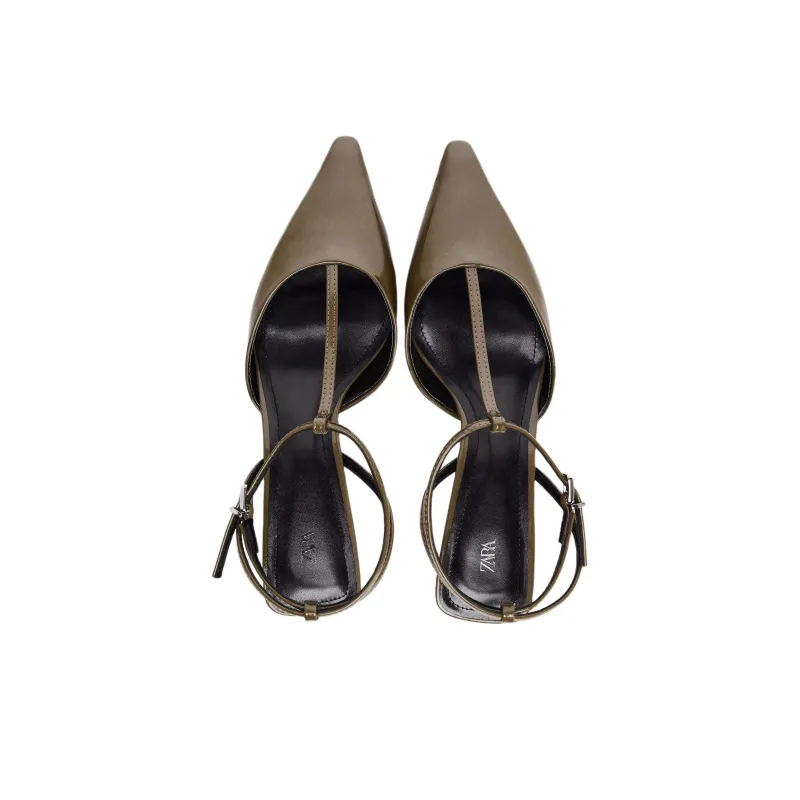 ZARA New Year High Heels 5cm Women's Green-3