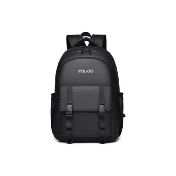 Yalu Polyester Backpack Laptop Bag Backpack Medium Size Unisex Black/Gray/Dark Green