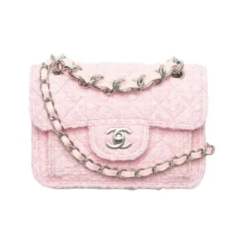 CHANEL Soft Twill Flap Bag, Shoulder Bag, Crossbody Bag Mini Women's Pink & Light Beige