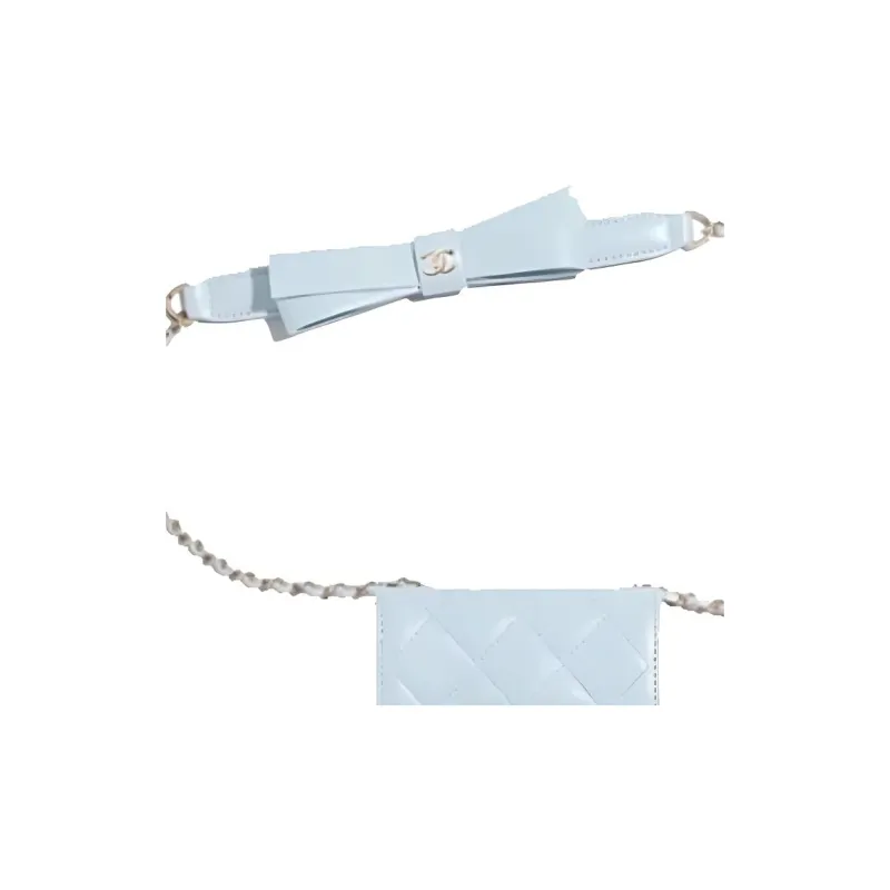 CHANEL Sheepskin Fanny Pack Mini Women's Light Blue-2