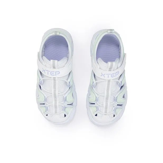 XTEP Slip Resistant Breathable Low Top Children's Sandals Special Step White Light Fruit Green Kids'-3
