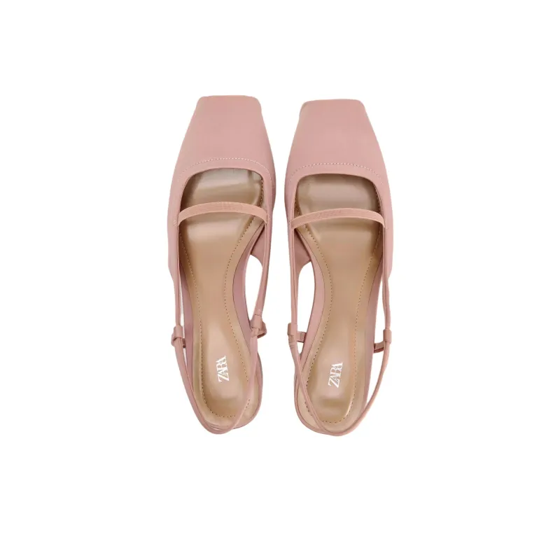 ZARA New Year Chunky Heel High Heels 3.5cm Women's Pink-3
