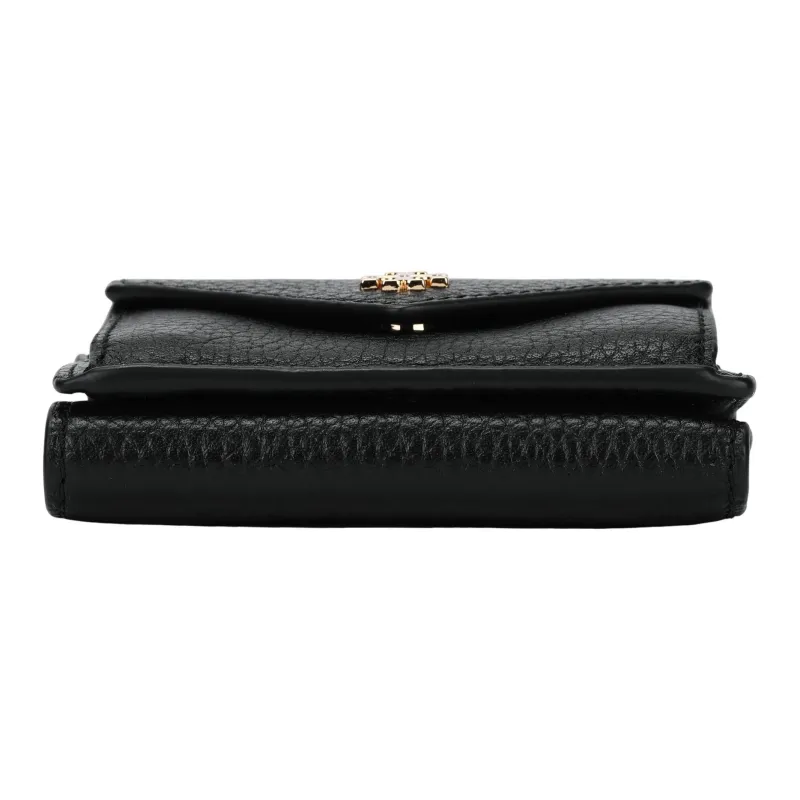 TORY BURCH Litchi Grain Cow Leather Wallet Women's Black-3