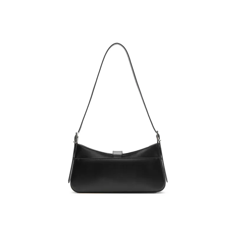 Staccato Cow Leather Shoulder Bag Medium Size Women's Nighttime Black-2