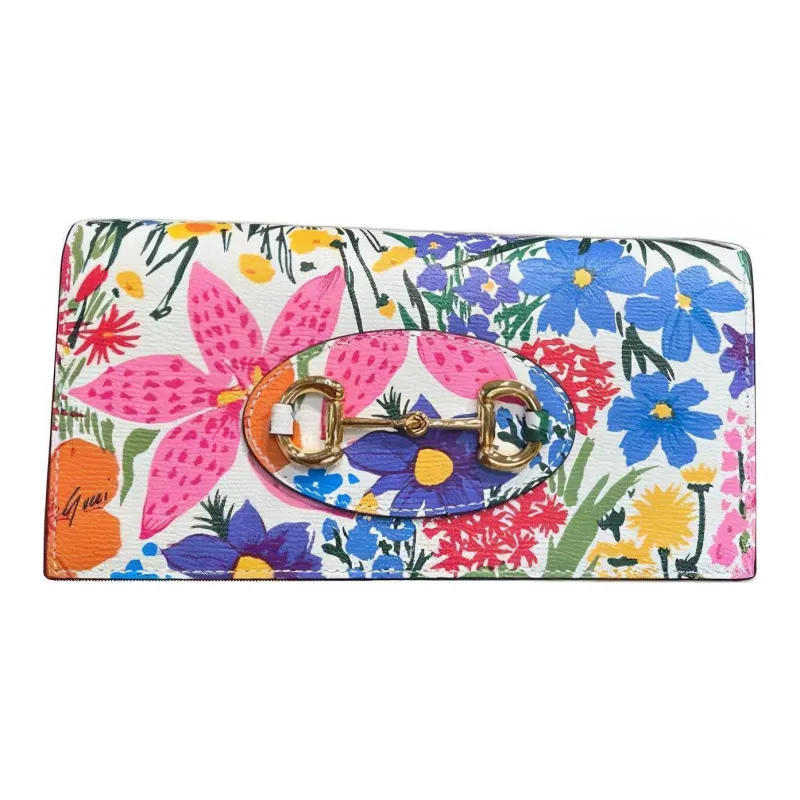 GUCCI Horsebit 1955 Leather Shoulder Bag, Crossbody Bag Women's White/Multicolor-1