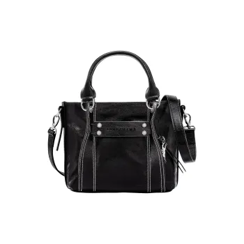 LONGCHAMP 3D Cow Leather Tote Bag Shopping Bag Shoulder Bag Crossbody Bag Handbag Small Size Women's Black