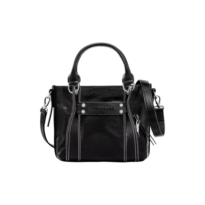 LONGCHAMP 3D Cow Leather Tote Bag Shopping Bag Shoulder Bag Crossbody Bag Handbag Small Size Women's Black-0