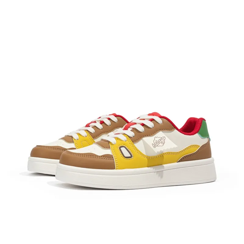 Babaya Slip Resistant Breathable Low Top Kids' Skateboarding Shoes Burger Color Teenagers-2