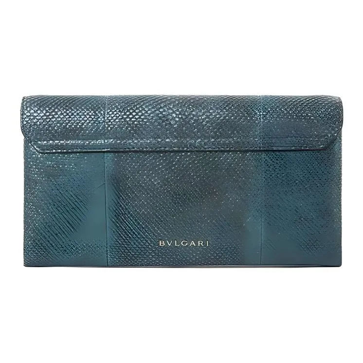 BVLGARI Snake Skin Clutch Women's Green-3