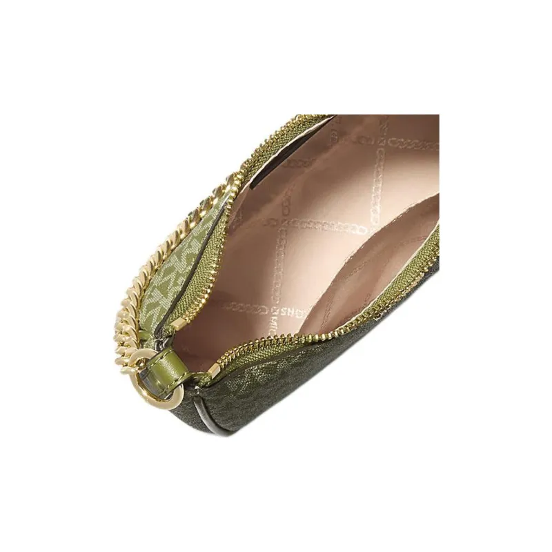 MICHAEL KORS Coated Canvas Shoulder Bag Handbag Shoulder Bag Small Size Women's Grass Green-3
