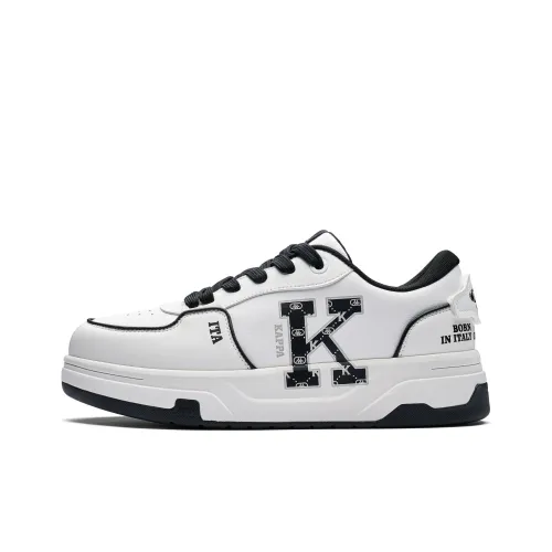Kappa Back to Back Anti Slip Wear Resistant Low Top Skateboard Shoes Unisex White Black