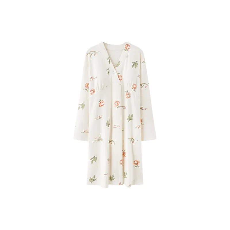 XIAFENYAN Nightgown Women's Apricot-0