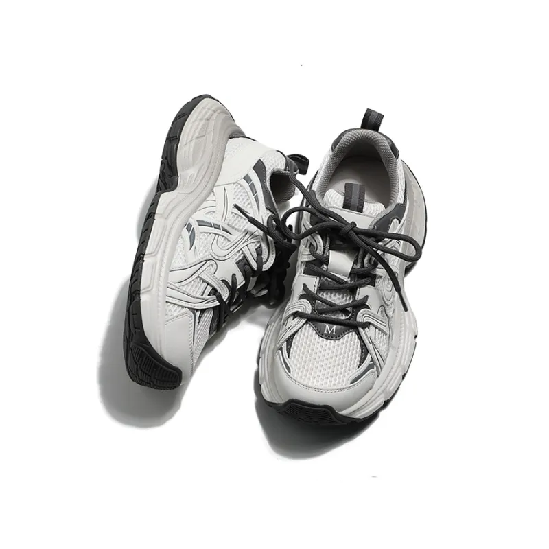 MIS. DANNY Low Top Chunky Sneakers Women's White Sand Gray-2
