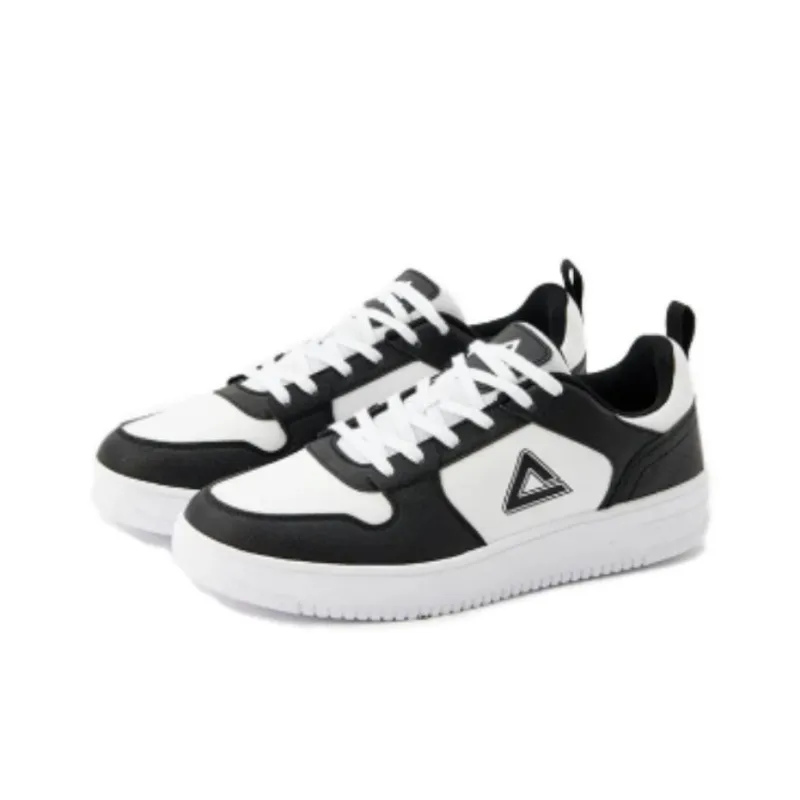 PEAK Slip Resistant Waterproof Cushioning Abrasion Resistant Low Top Skateboard Shoes Men's Black White-2