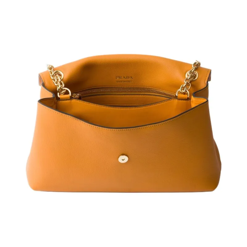 PRADA Calfskin Crossbody Bag, Shoulder Bag Medium Size Women's Amber-4