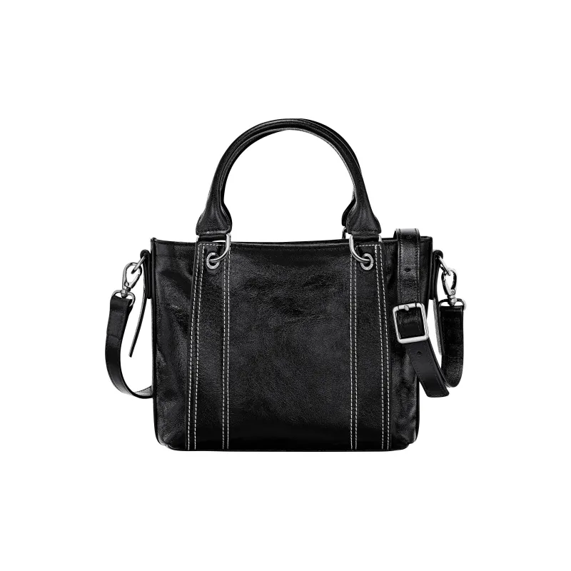 LONGCHAMP 3D Cow Leather Tote Bag Shopping Bag Shoulder Bag Crossbody Bag Handbag Small Size Women's Black-2