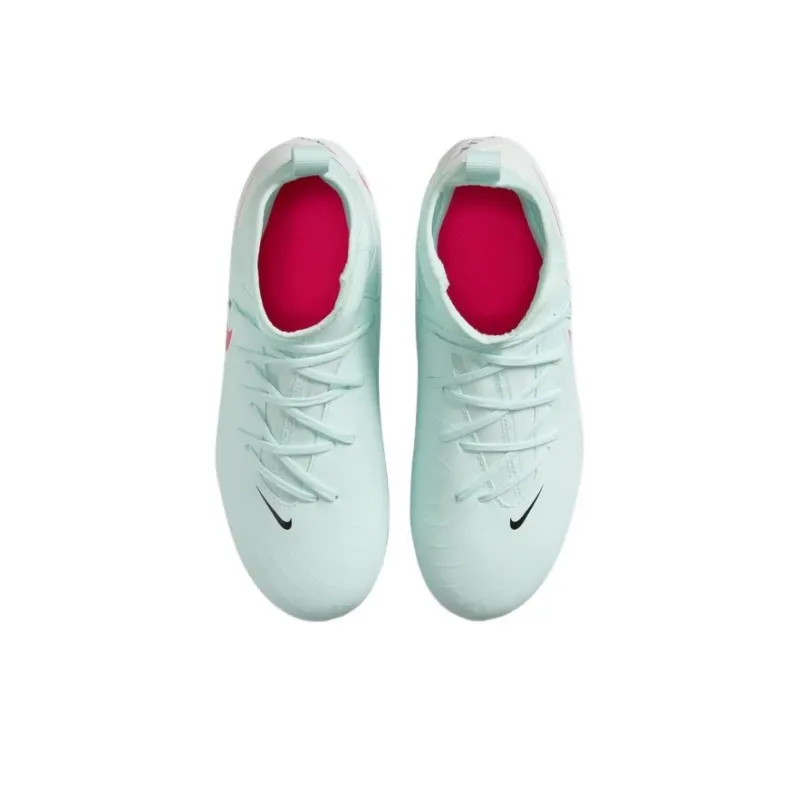 Nike Phantom Luna 2 Slip Resistant Shock Absorbers Mid Top Kids' Soccer Shoes Mint Green/Atomic Red/Gray Black Kids'-3
