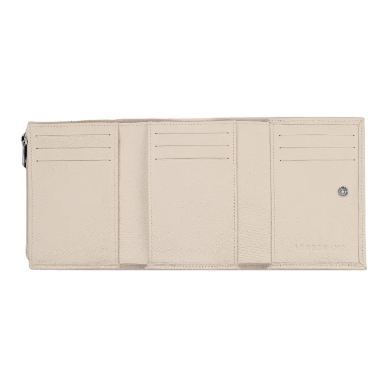 LONGCHAMP Le Roseau Cow Leather Wallet Women's Beige-1