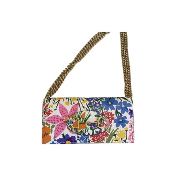 GUCCI Horsebit 1955 Leather Shoulder Bag, Crossbody Bag Women's White/Multicolor