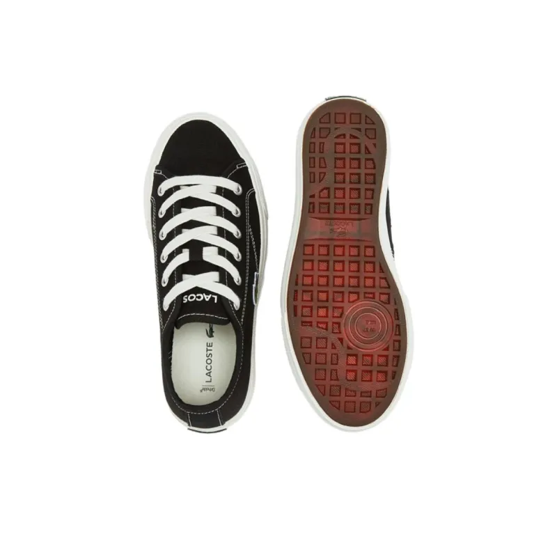 LACOSTE Canvas Shoes Women's Black White-4