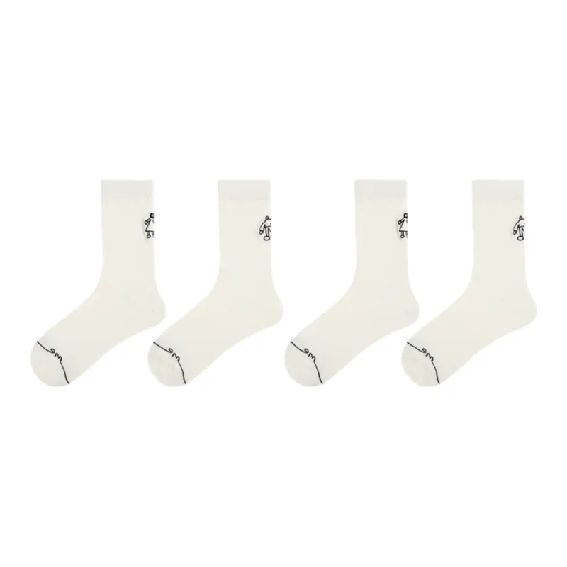 Vine Color Mid Calf Socks Unisex 4 Pack-0