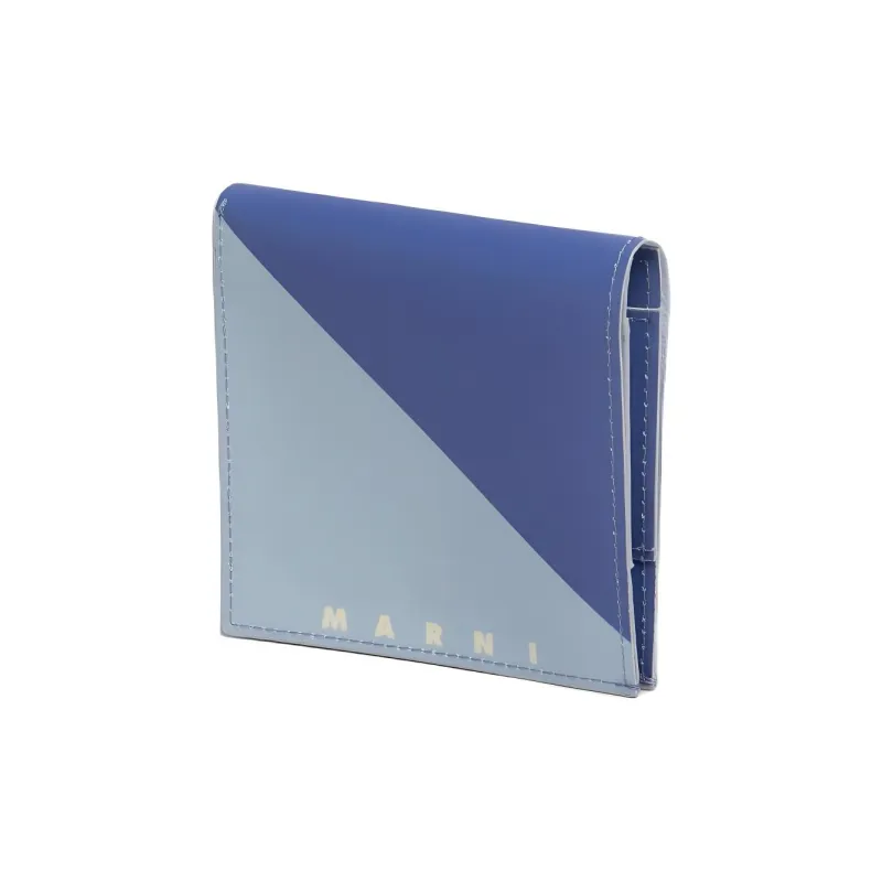 MARNI Tribeca Polyurethane Wallet Men's Plum & Light Blue-1