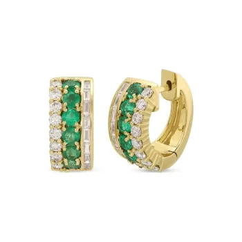 Anita Ko 18K Yellow Gold Lola Diamond And Emerald Huggie Earrings