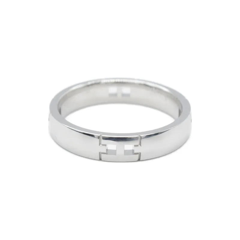 HERMES 18K White Gold Silver Rings Women's Silver-2