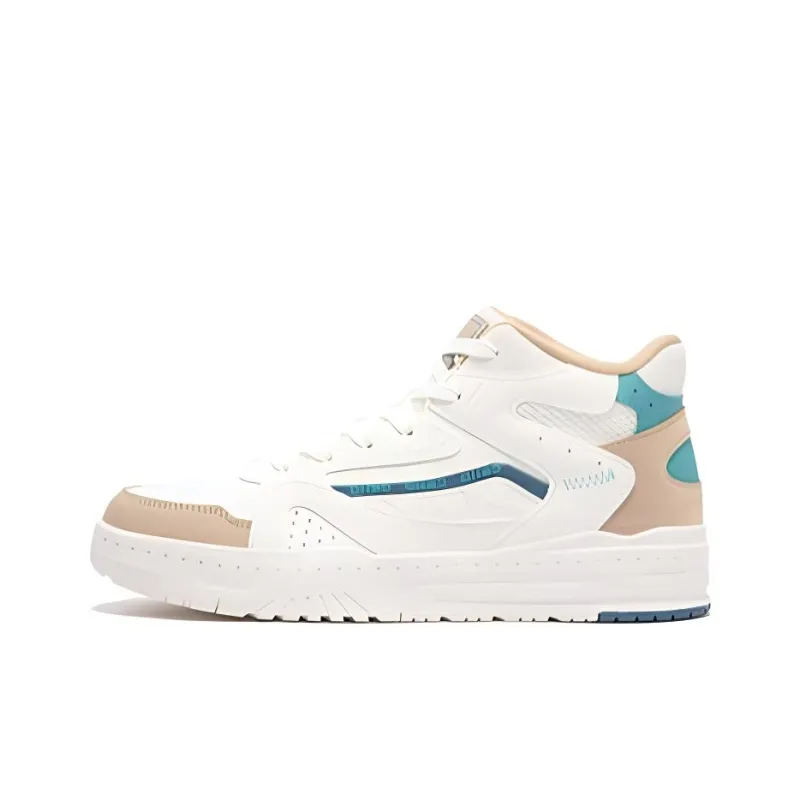 361° Slip Resistant Cushioning Abrasion Resistant High Top Skateboard Shoes Men's White Blue-0