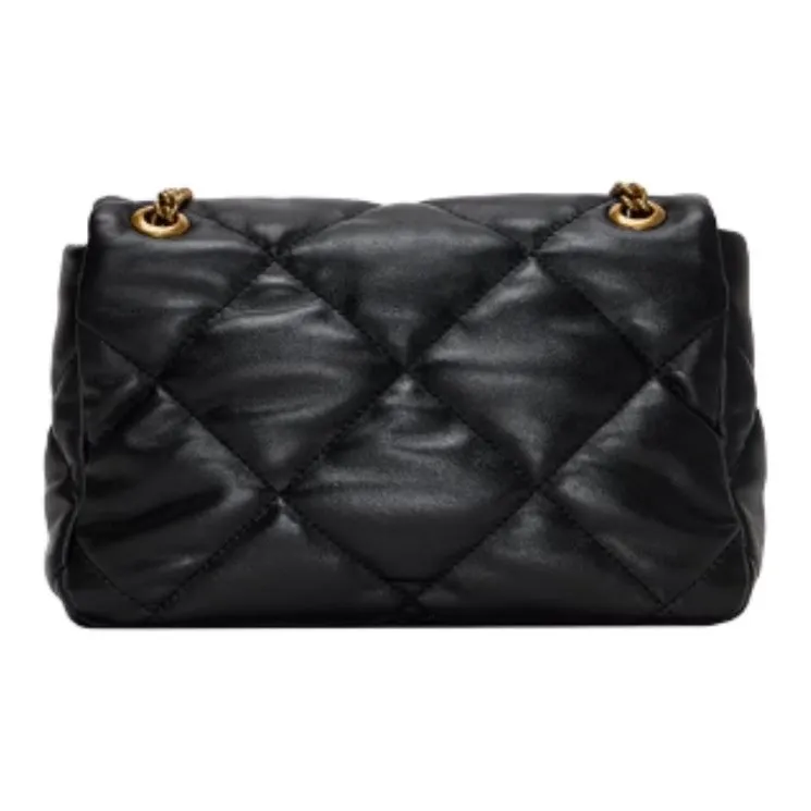 Hush Puppies Cow Leather Bonded Synthetic Leather Shoulder Bag Medium Size Women's Black-4