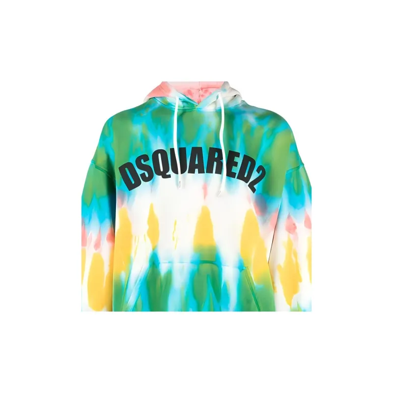 DSQUARED 2 Tie Dyed Logo Printed Hoodie-4