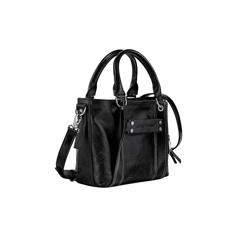 LONGCHAMP 3D Cow Leather Tote Bag Shopping Bag Shoulder Bag Crossbody Bag Handbag Small Size Women's Black-1