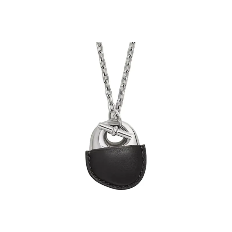 HERMES Swift Calfskin, Metal, Leather Necklaces Men's Silver-0