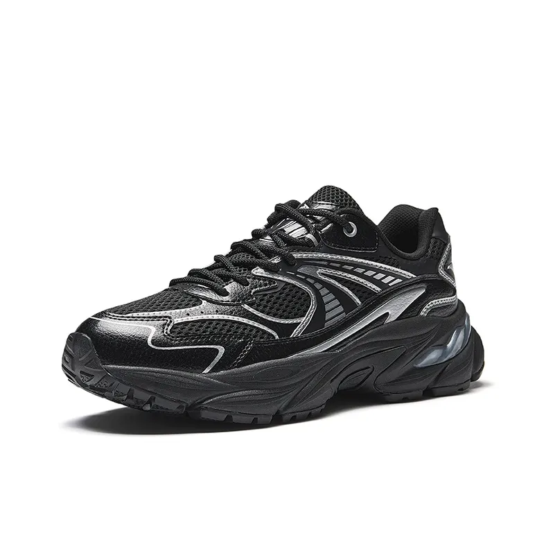 Anta Anti-Slip Wear-Resistant Low-Top Casual Shoes Men's Black Silver-1