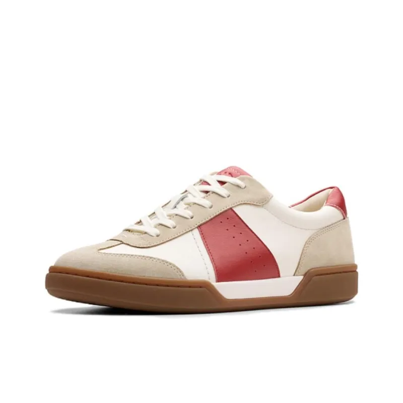 Clarks CraftLoop Slip Resistant Low Top Skateboard Shoes Men's White Gray Red-1
