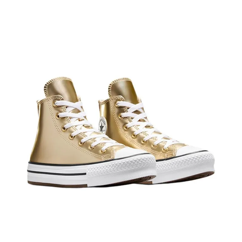 Converse Chuck Taylor All Star Anti Slip Wear Resistant High Top Kids' Skateboarding Shoes Gold Teenagers-2