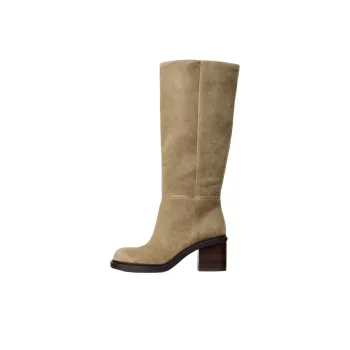 ZARA New Year Knee high Boots 7cm Women's Taupe