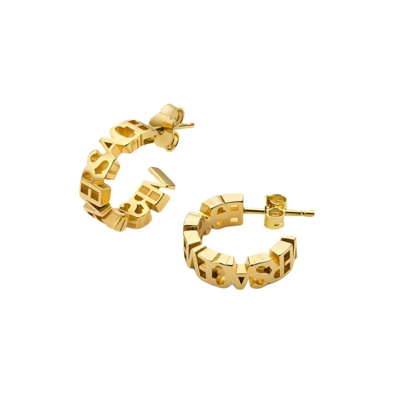 VERSACE Logo lettering Hoop Earrings-1
