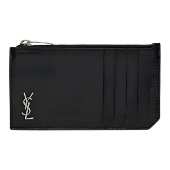 SAINT LAURENT CASSANDRE Calfskin Wallet Small Size Men's Black