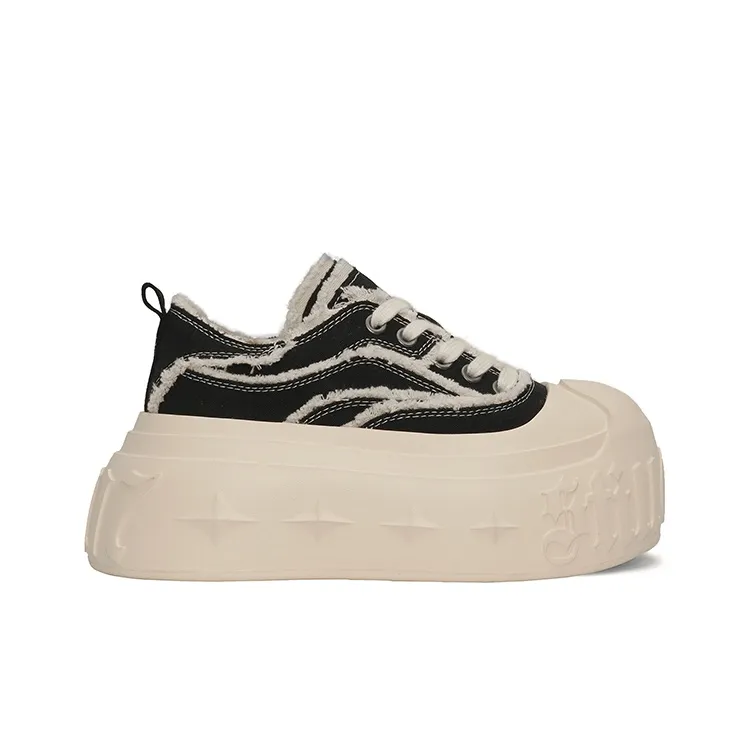 1807 Abrasion Resistant Slip Resistant Height Increasing Low Top Canvas Shoes Unisex Milk White-1