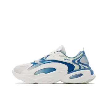 QIAODAN Cushioning Wear-Resistant Low-Top Chunky Sneakers Men's Ivory With Shadow Blue