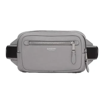 Burberry Grain Leather Sling Bag, Crossbody Bag, Fanny Pack Men's Cloud Gray