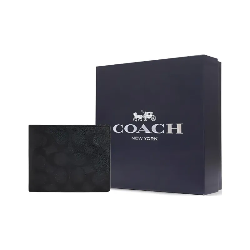COACH SignatureCanvas Coated Canvas Wallet Mini Women's Charcoal-6