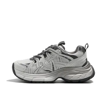 MIS. DANNY Low Top Chunky Sneakers Women's White Sand Gray